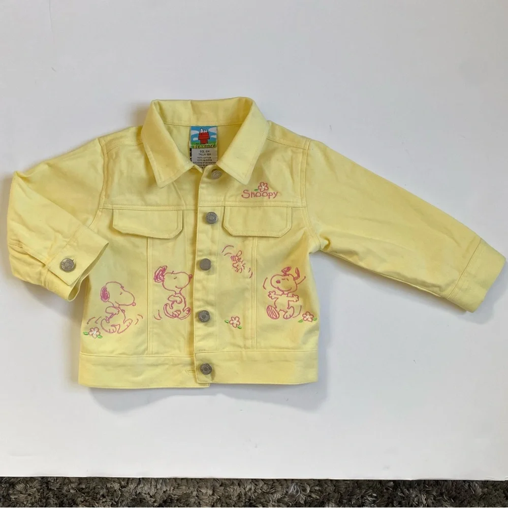 Snoopy Jacket Size 18 Months Vintage Yellow Pink EUC Girls Jean Y2K Peanuts